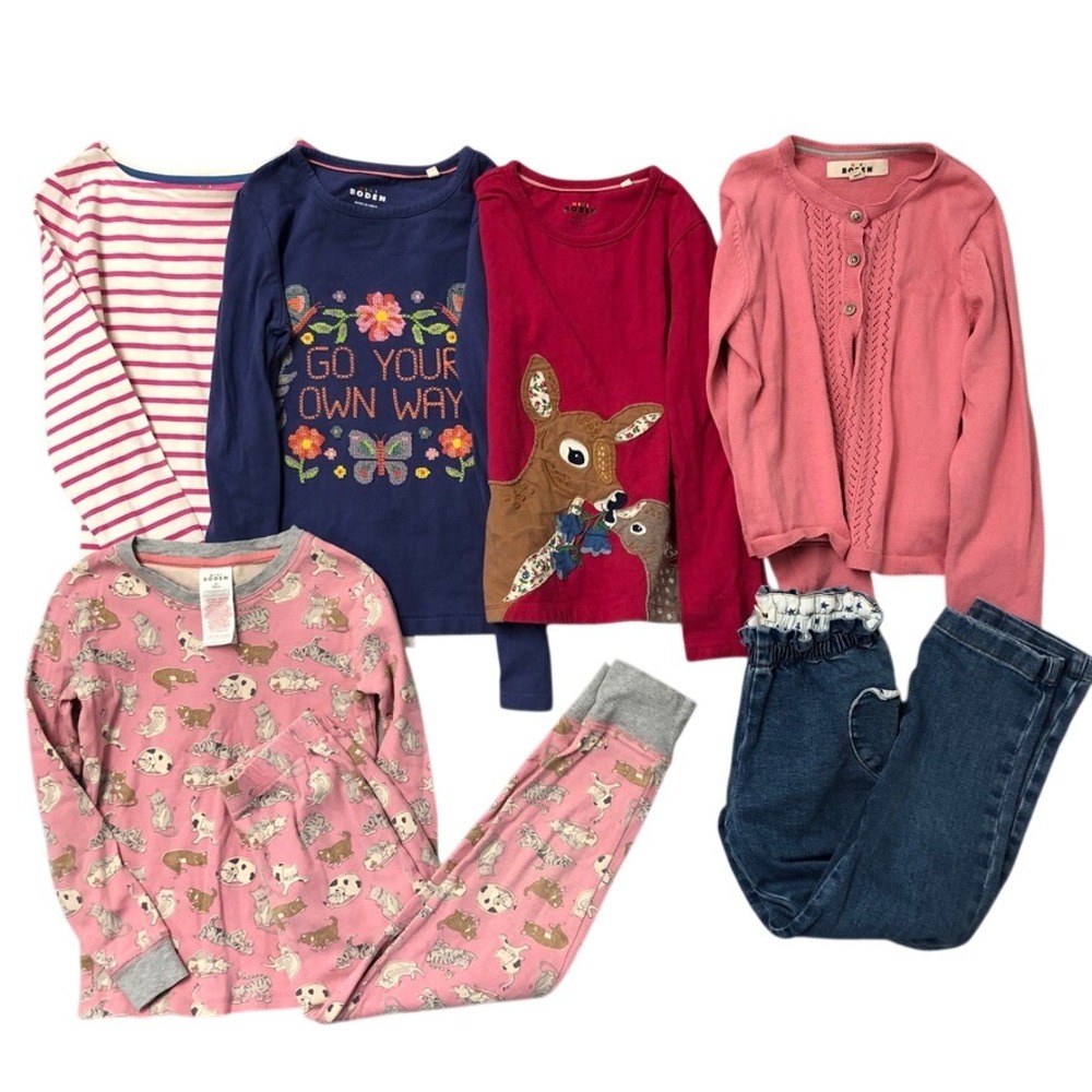 Mini Boden Clothing Lot Girls Size 8-9Y Kids Multicolor Striped Graphic 7pc Set